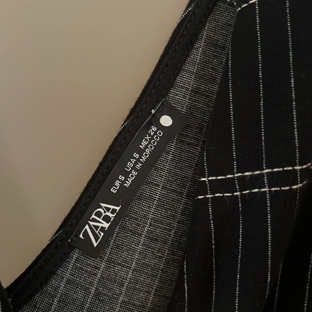 Zara Black Pinstripe Dress Small Oversized New without Tags - Picture 5 of 9